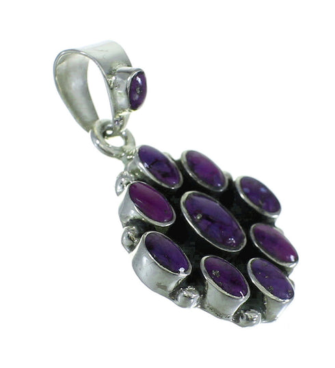Sterling Silver And Magenta Turquoise Southwestern Slide Pendant WX66856